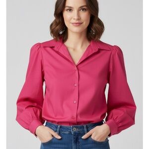 LA BLOUSE Button Down Blouse, Women’s Size 14, Pink Rose